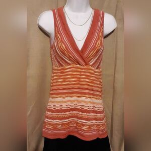Axcess Striped V-Neck Sleeveless Lightweight Sweater Top Womens Small